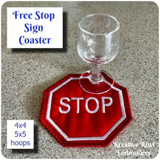 Free In the hoop Stop Coaster